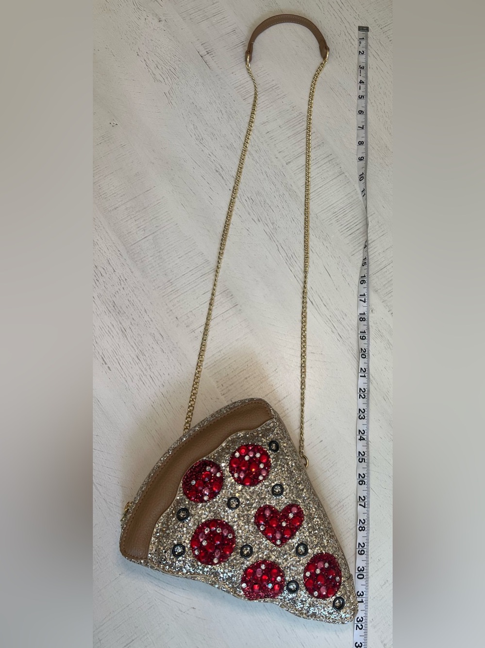 Betsy Johnson Sequin and Glitter Pizza Slice Crossbody Bag - Picture 5 of 6